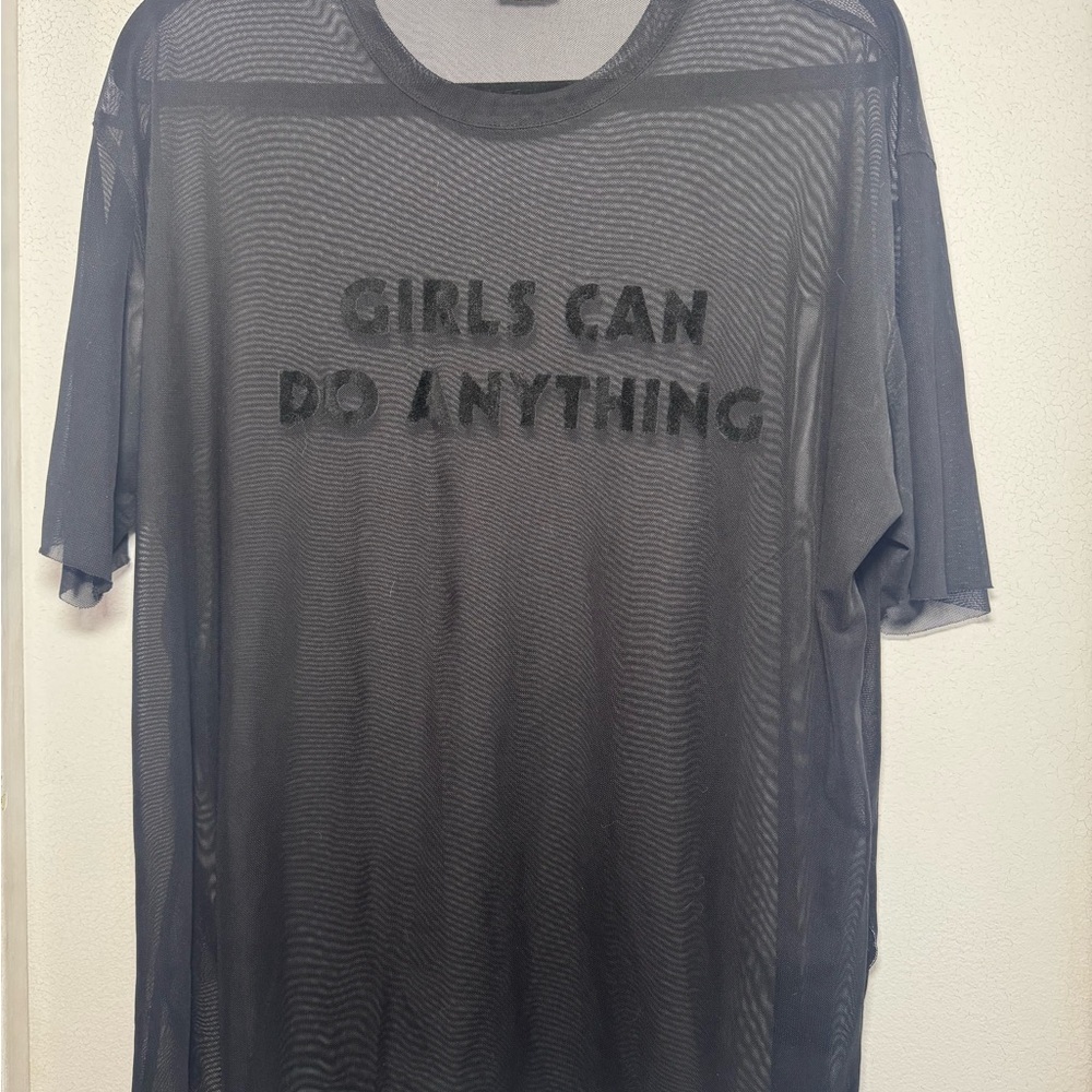 Garage Black Mesh Graphic Top